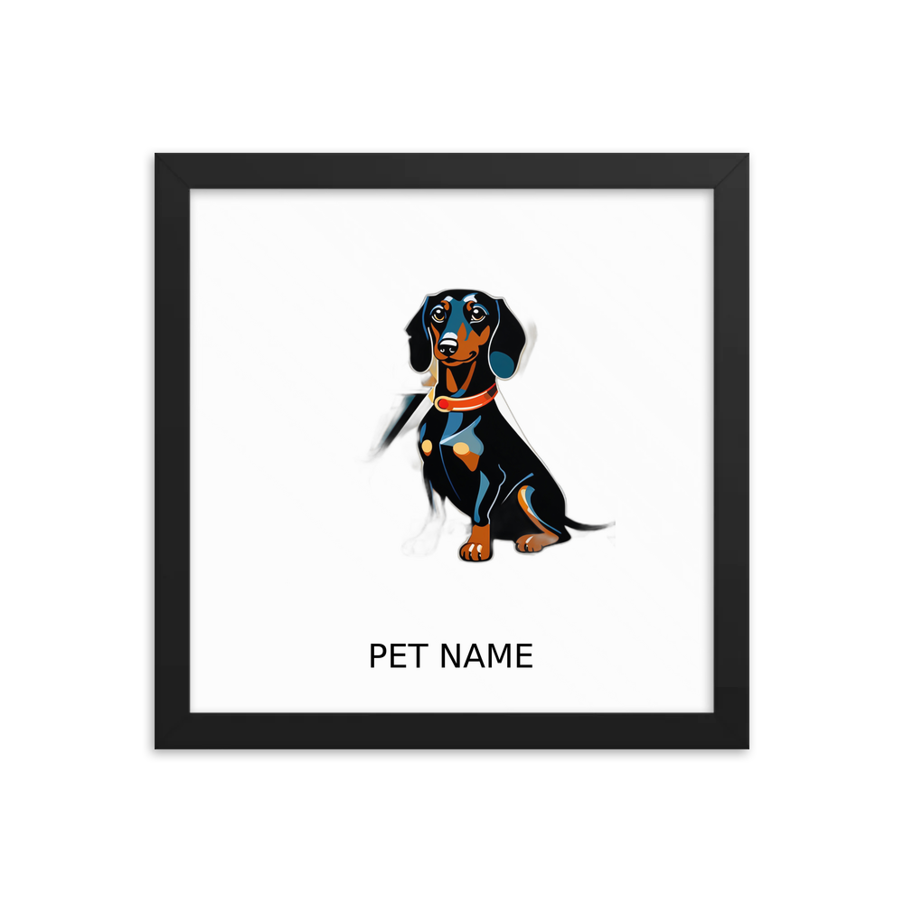 PugMug Custom Black Dachshund Framed Print with Your Pet’s Name