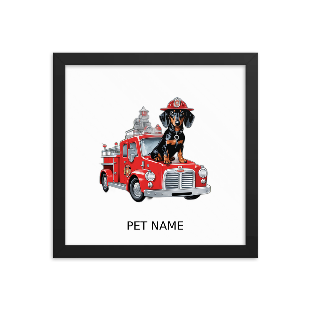 PugMug Custom Black Dachshund Framed Print with Your Pet’s Name