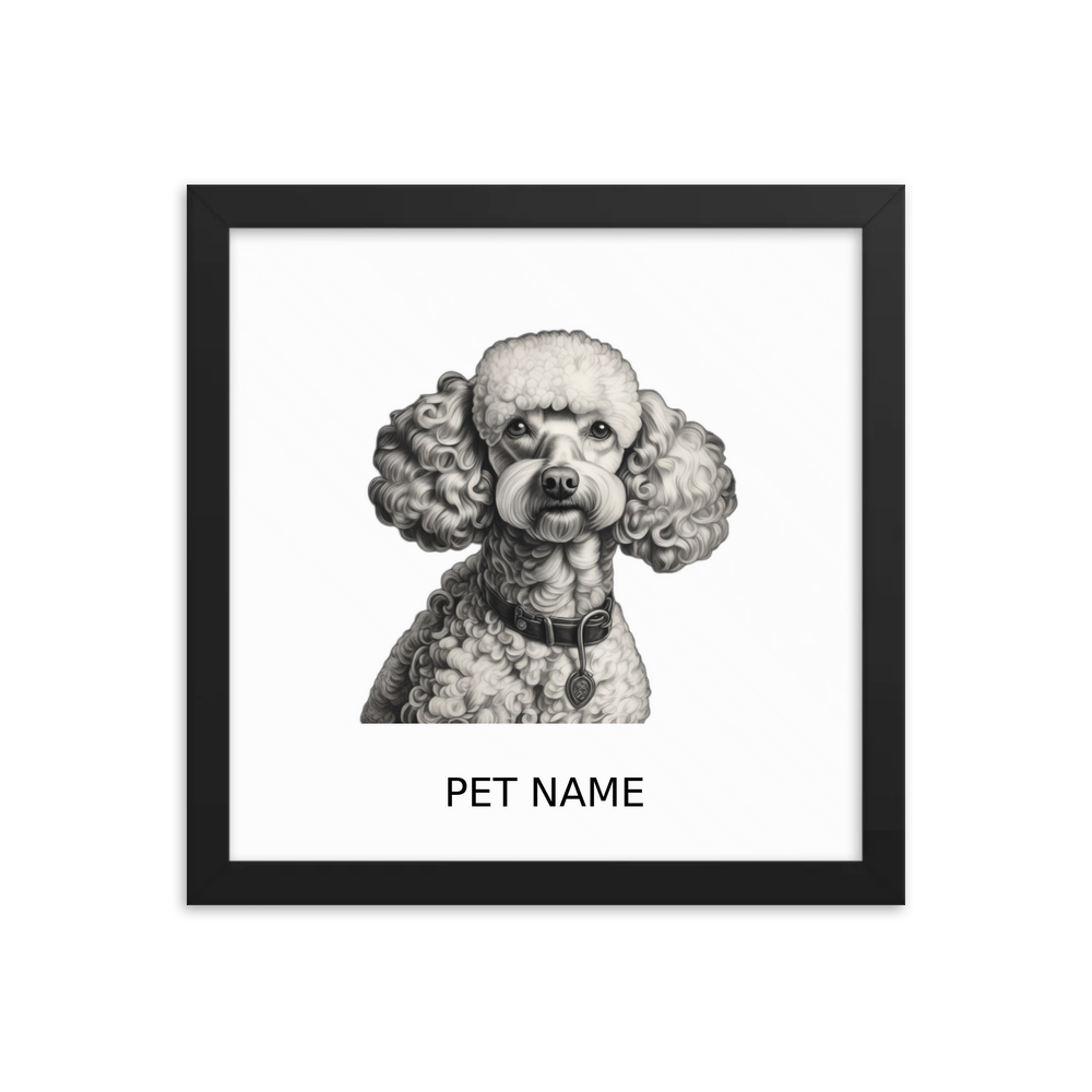 PugMug Custom White Poodle Framed Print with Your Pet’s Name