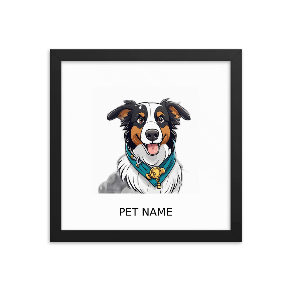PugMug Custom Border Collie Framed Print with Your Pet’s Name