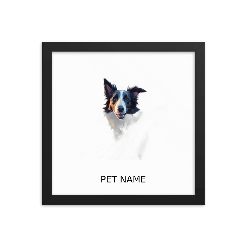 PugMug Custom Border Collie Framed Print with Your Pet’s Name