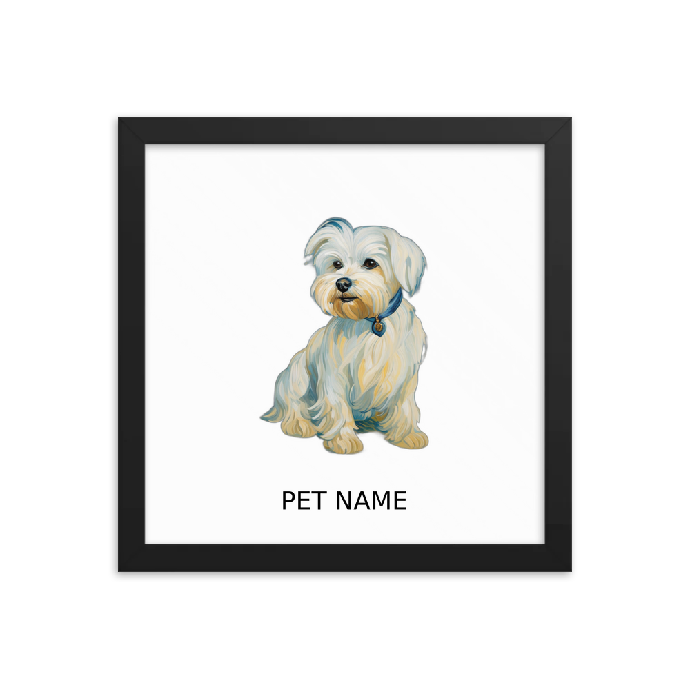 PugMug Custom Maltese Dog Framed Print with Your Pet’s Name