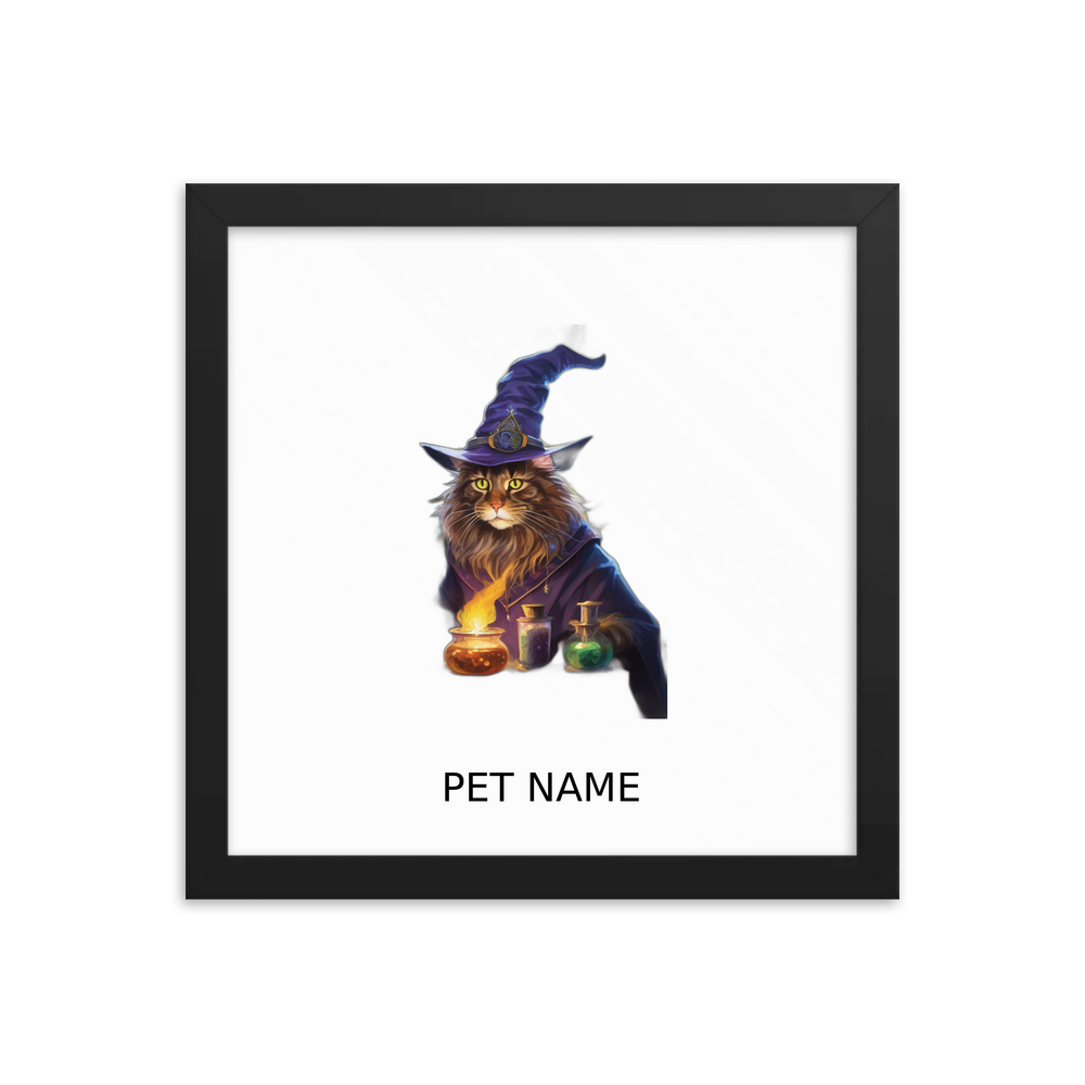 PugMug Custom Tabby Maine Coon Cat Framed Print with Your Pet’s Name