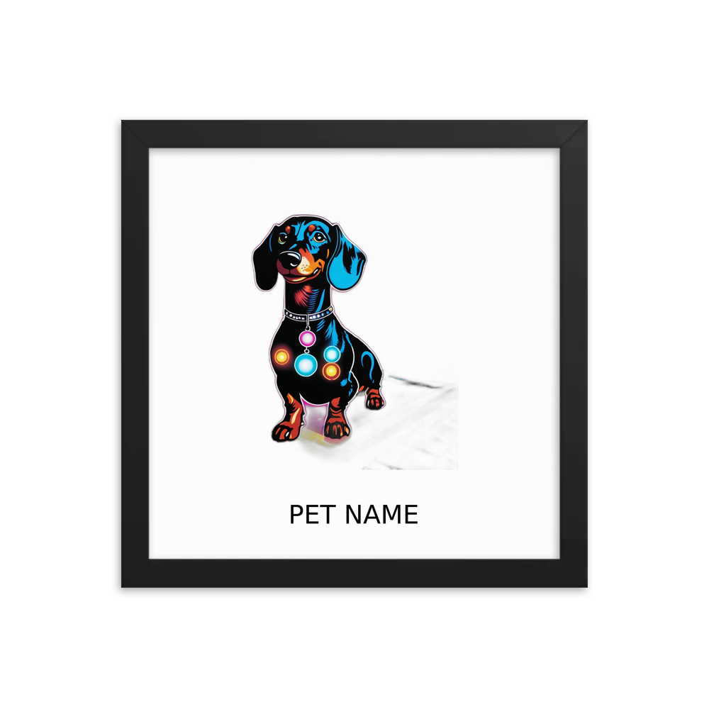 PugMug Custom Black Dachshund Framed Print with Your Pet’s Name