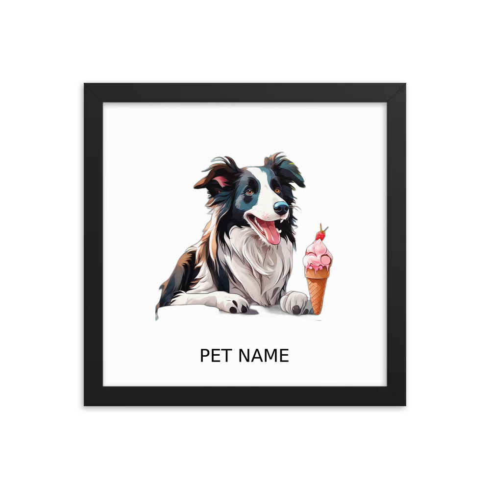 PugMug Custom Border Collie Framed Print with Your Pet’s Name