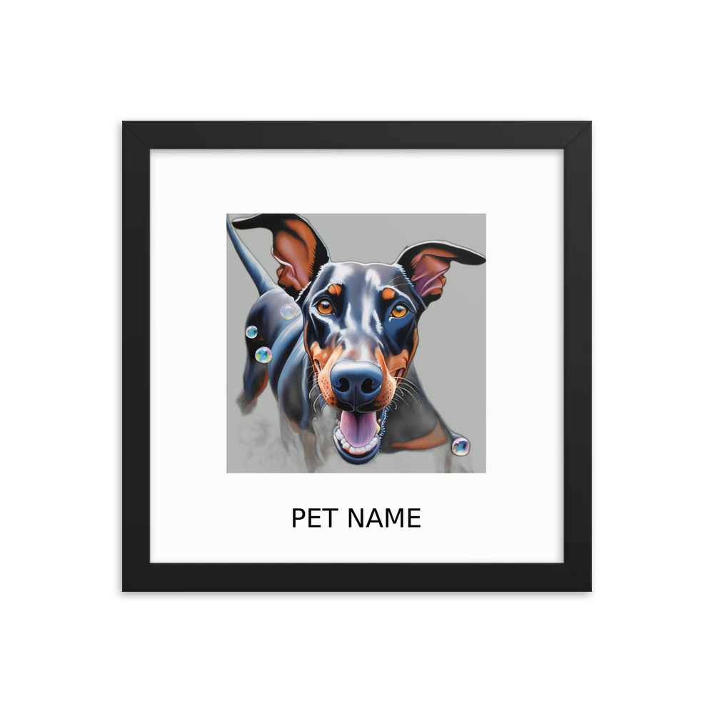 PugMug Custom Doberman Pinscher Framed Print with Your Pet’s Name