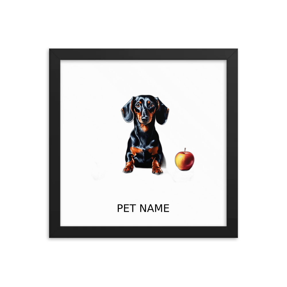 PugMug Custom Black Dachshund Framed Print with Your Pet’s Name