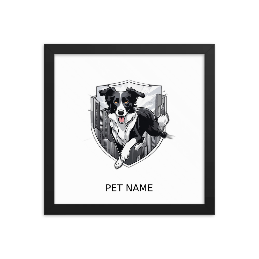 PugMug Custom Border Collie Framed Print with Your Pet’s Name