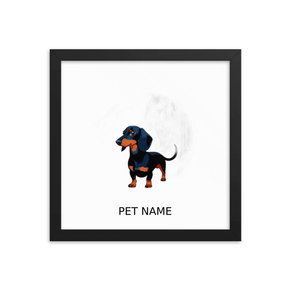 PugMug Custom Black Dachshund Framed Print with Your Pet’s Name