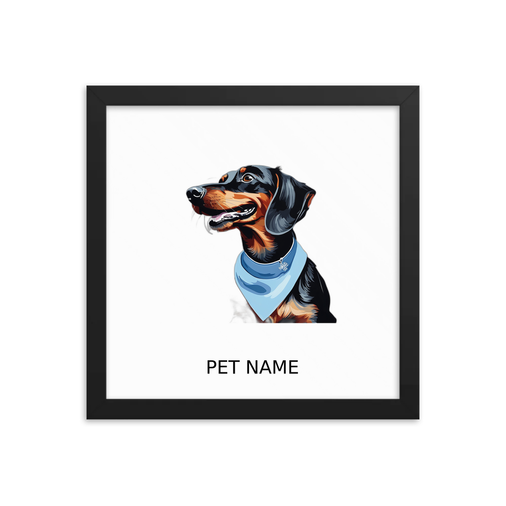 PugMug Custom Black Dachshund Framed Print with Your Pet’s Name