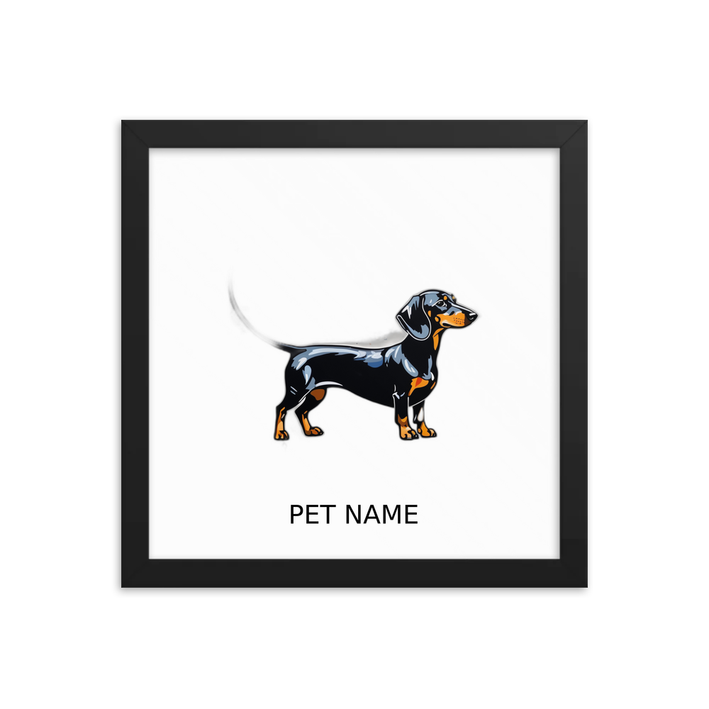 PugMug Custom Black Dachshund Framed Print with Your Pet’s Name