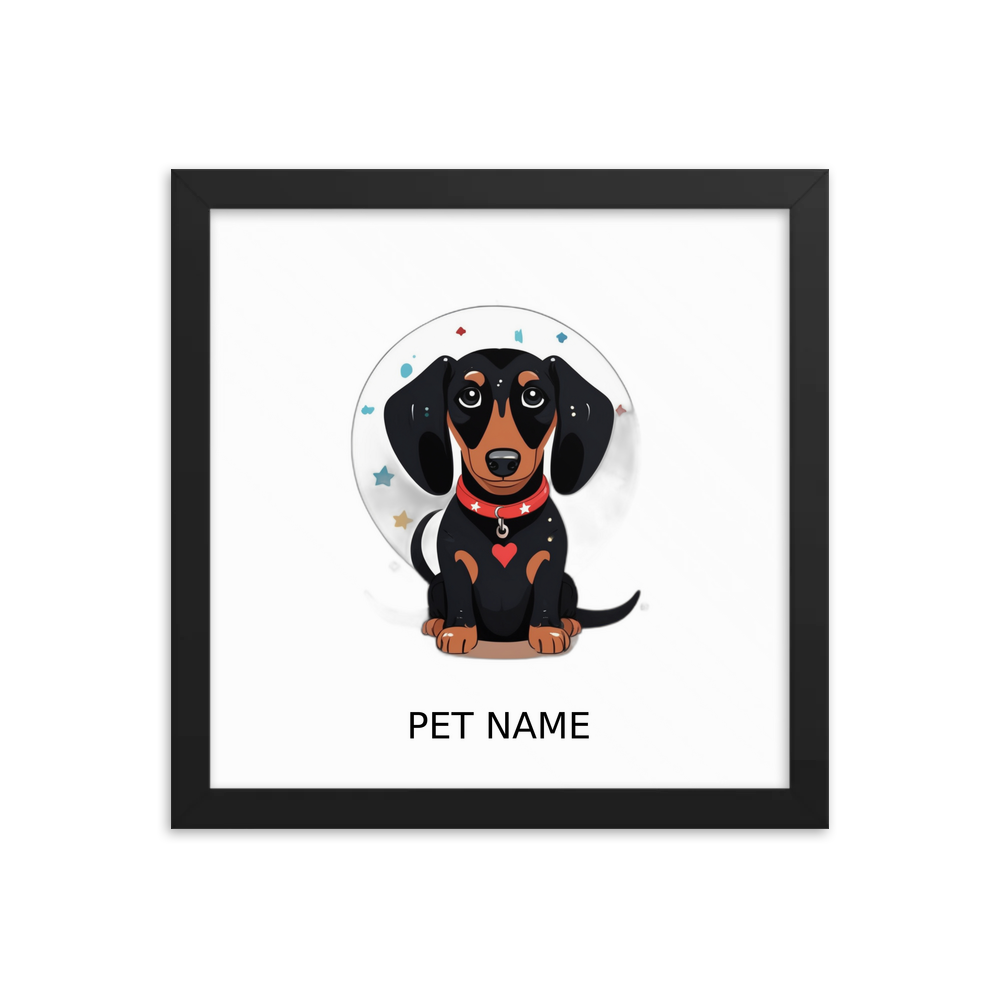PugMug Custom Black Dachshund Framed Print with Your Pet’s Name