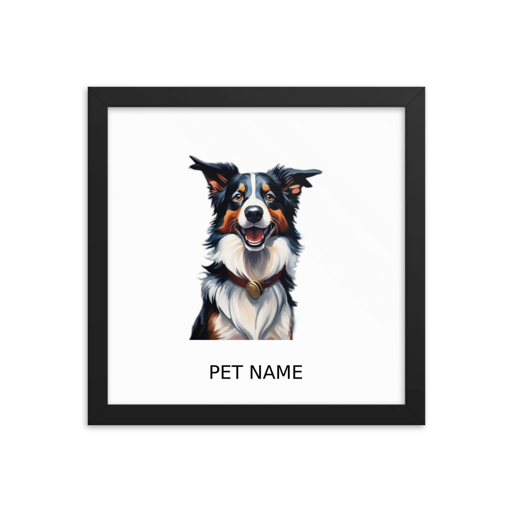 PugMug Custom Border Collie Framed Print with Your Pet’s Name