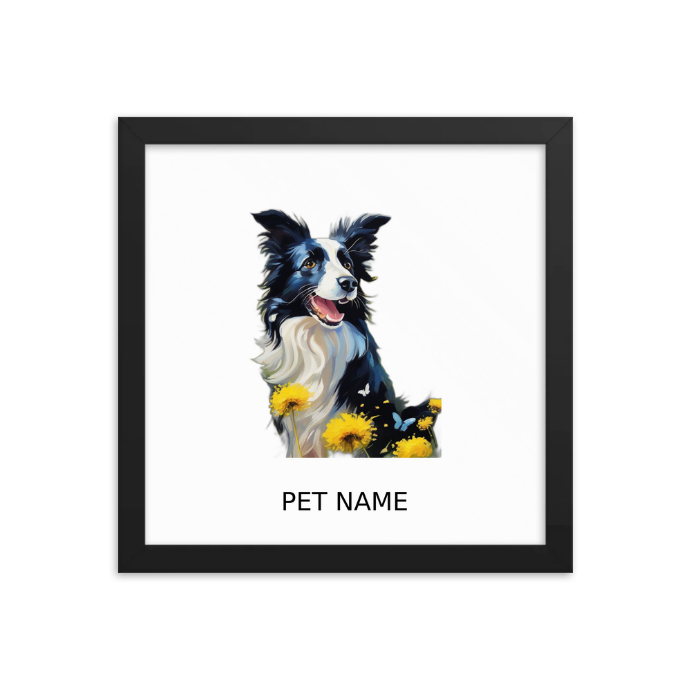 PugMug Custom Border Collie Framed Print with Your Pet’s Name