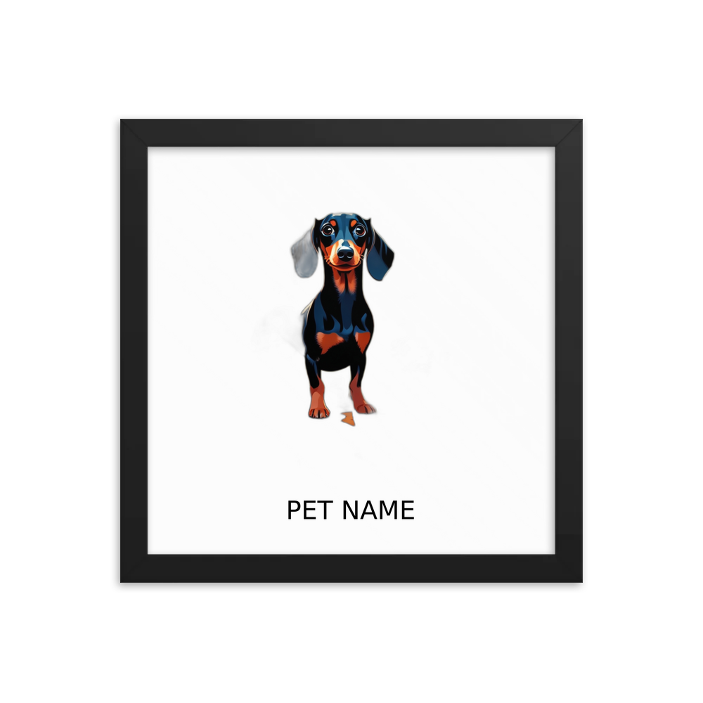 PugMug Custom Black Dachshund Framed Print with Your Pet’s Name
