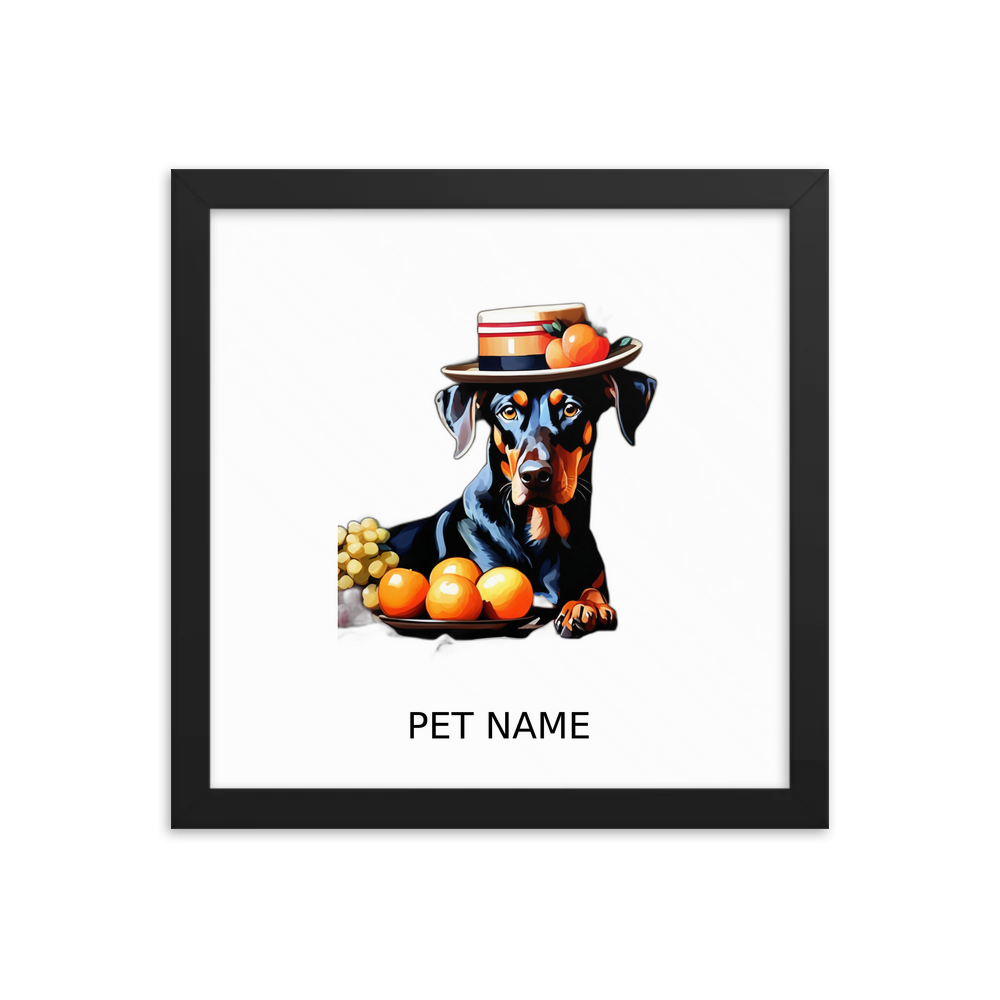 PugMug Custom Doberman Pinscher Framed Print with Your Pet’s Name