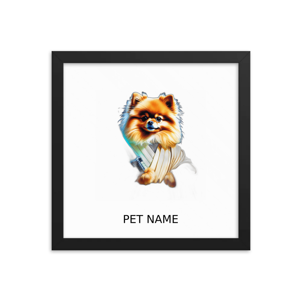 PugMug Custom Tan Pomeranian Framed Print with Your Pet’s Name