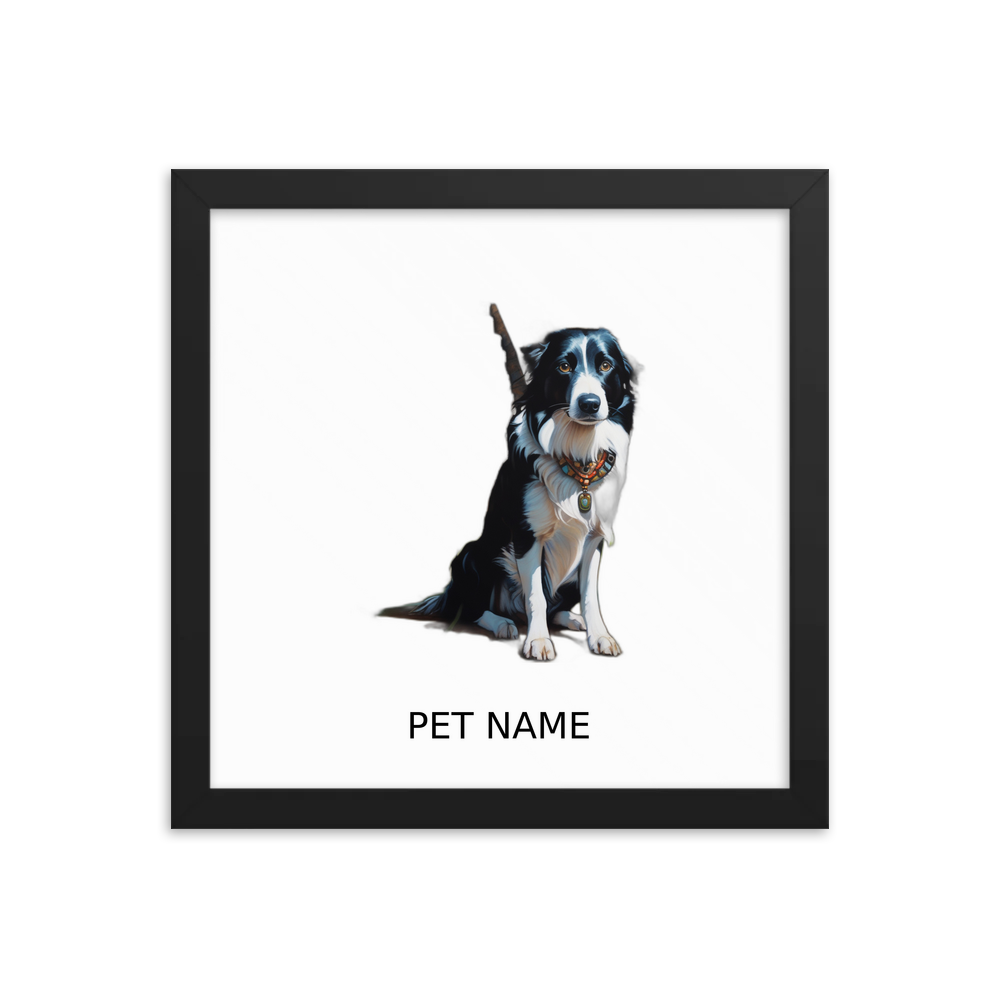 PugMug Custom Border Collie Framed Print with Your Pet’s Name