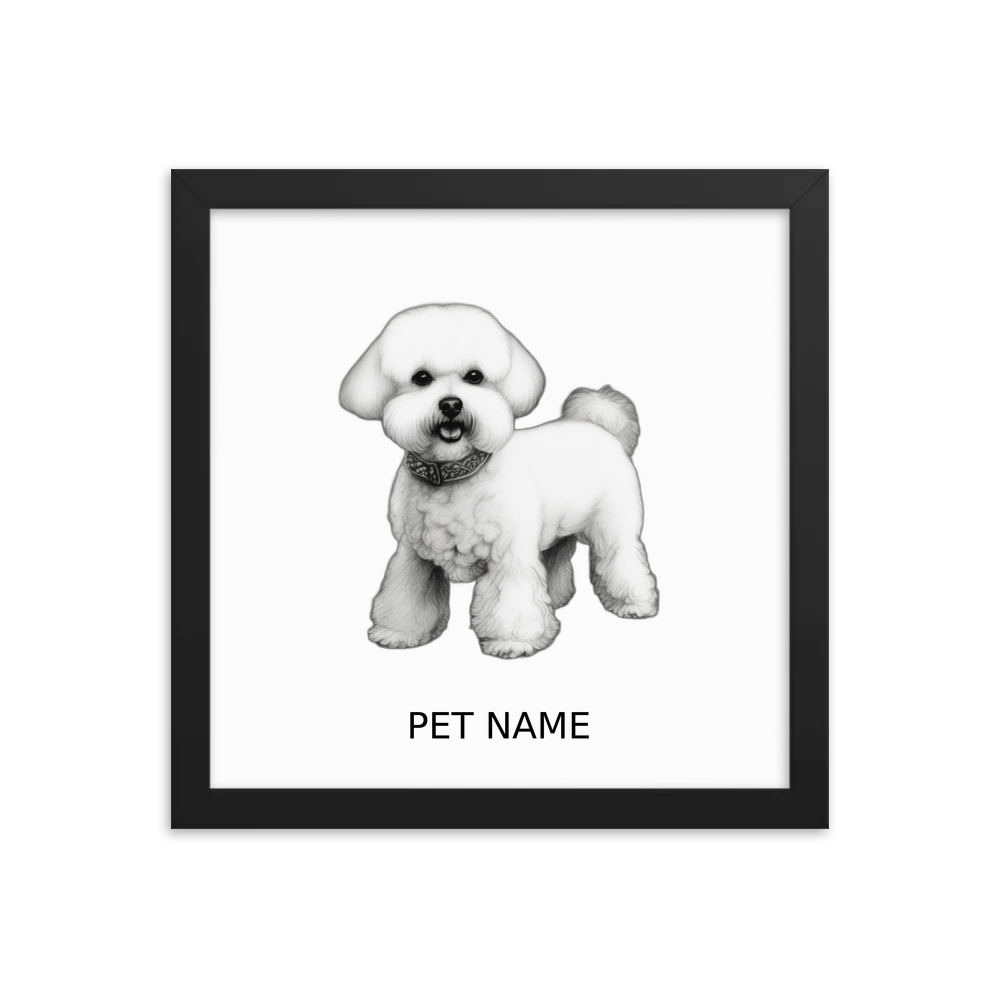 PugMug Custom Bichons Frise Framed Print with Your Pet’s Name