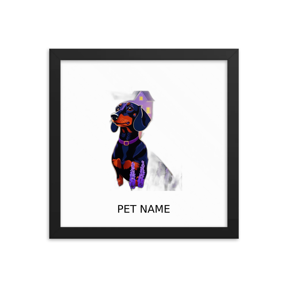 PugMug Custom Black Dachshund Framed Print with Your Pet’s Name