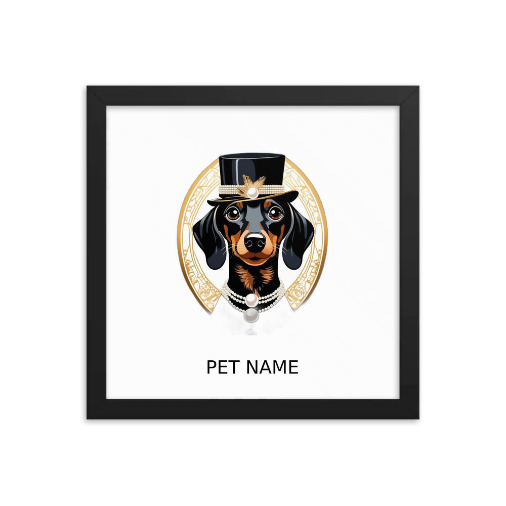 PugMug Custom Black Dachshund Framed Print with Your Pet’s Name