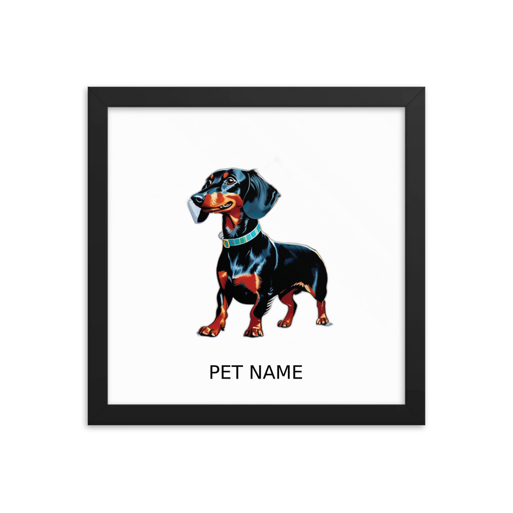 PugMug Custom Black Dachshund Framed Print with Your Pet’s Name