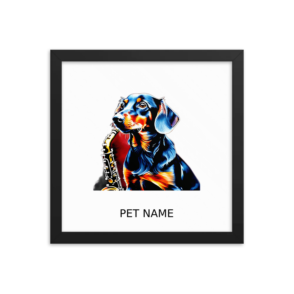 PugMug Custom Black Dachshund Framed Print with Your Pet’s Name