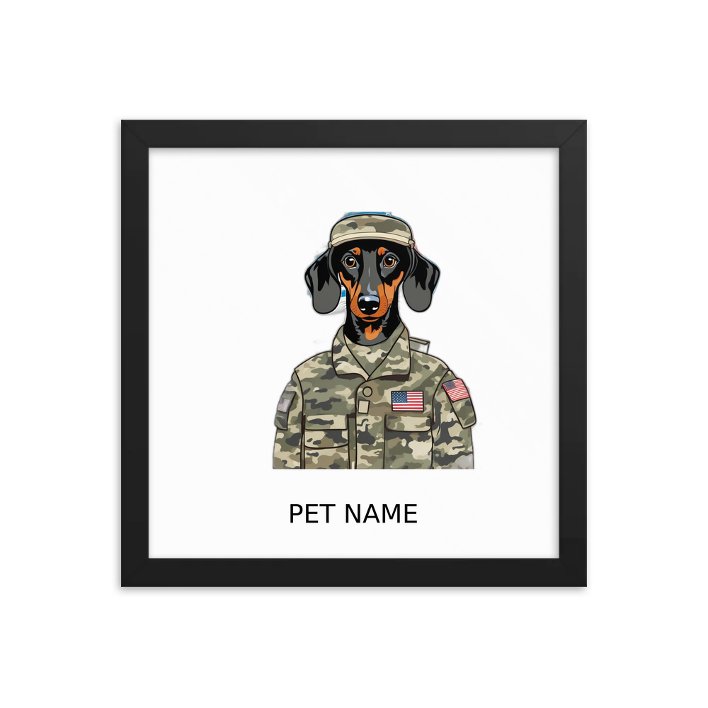 PugMug Custom Black Dachshund Framed Print with Your Pet’s Name