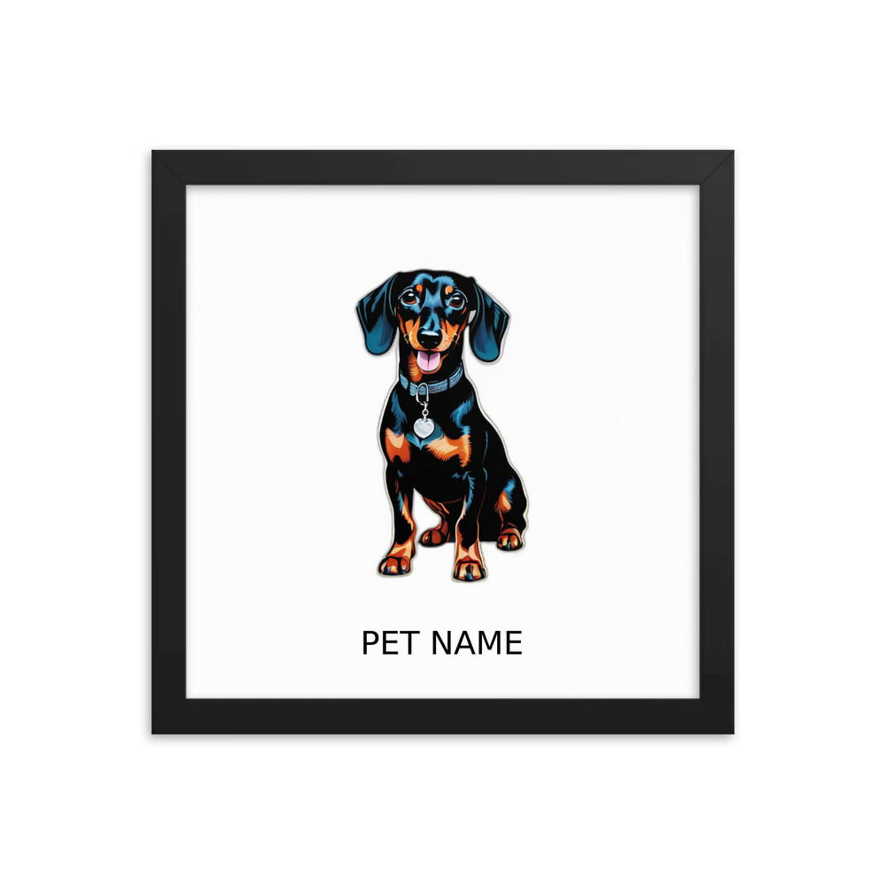 PugMug Custom Black Dachshund Framed Print with Your Pet’s Name
