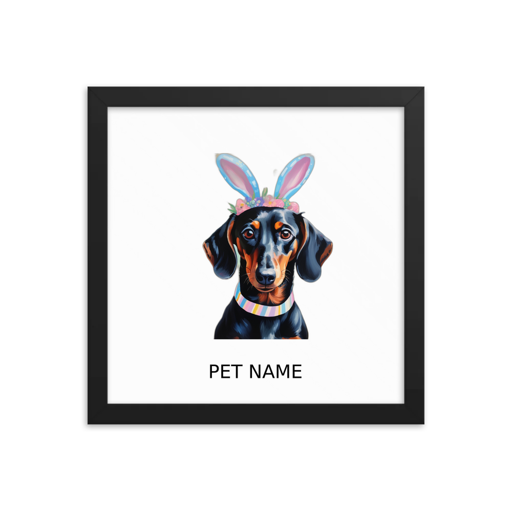 PugMug Custom Black Dachshund Framed Print with Your Pet’s Name