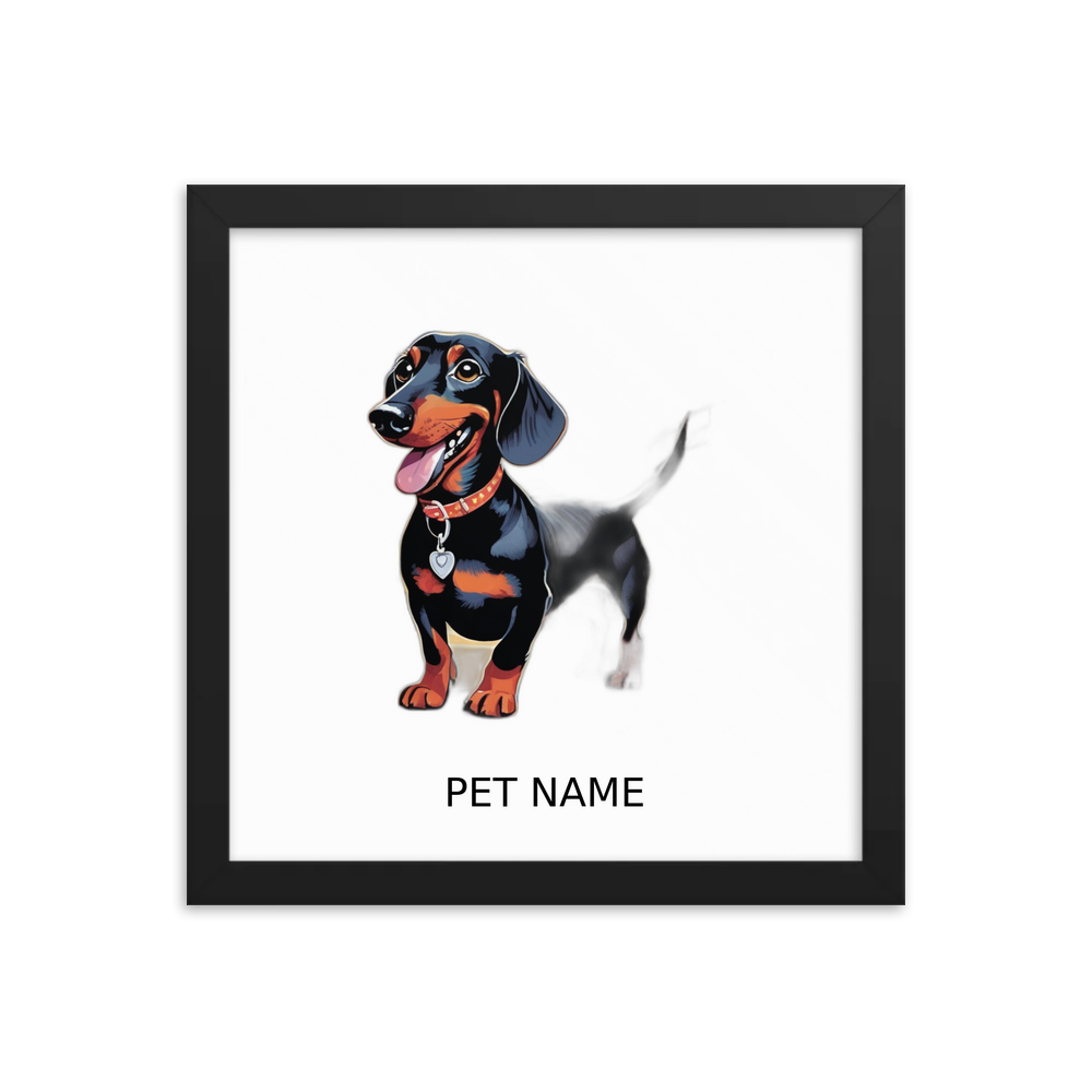 PugMug Custom Black Dachshund Framed Print with Your Pet’s Name