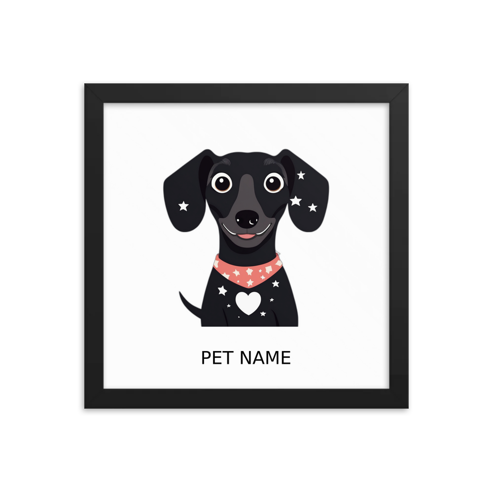 PugMug Custom Black Dachshund Framed Print with Your Pet’s Name