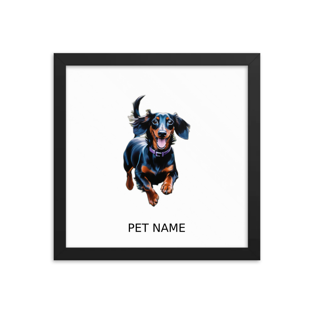 PugMug Custom Black Dachshund Framed Print with Your Pet’s Name