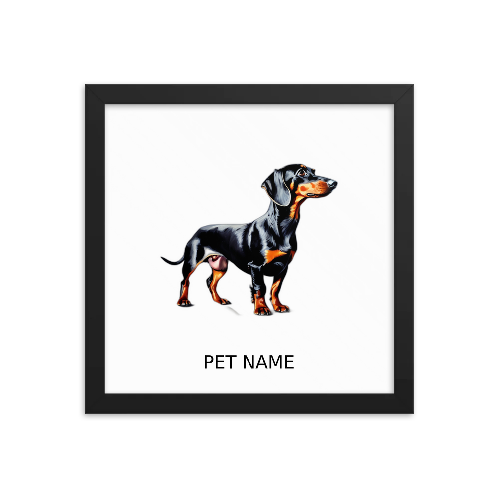 PugMug Custom Black Dachshund Framed Print with Your Pet’s Name