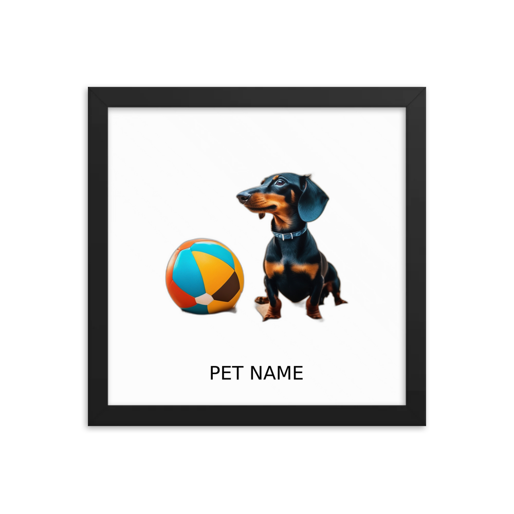 PugMug Custom Black Dachshund Framed Print with Your Pet’s Name