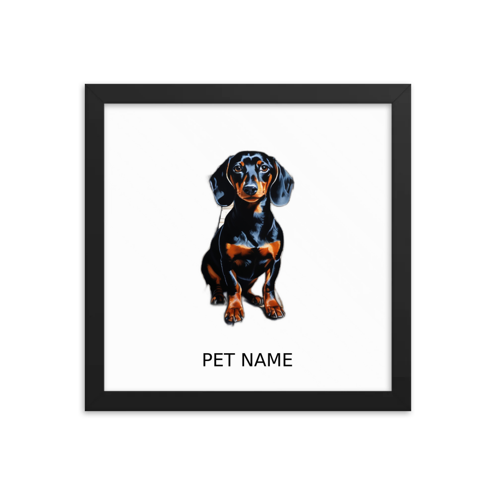 PugMug Custom Black Dachshund Framed Print with Your Pet’s Name