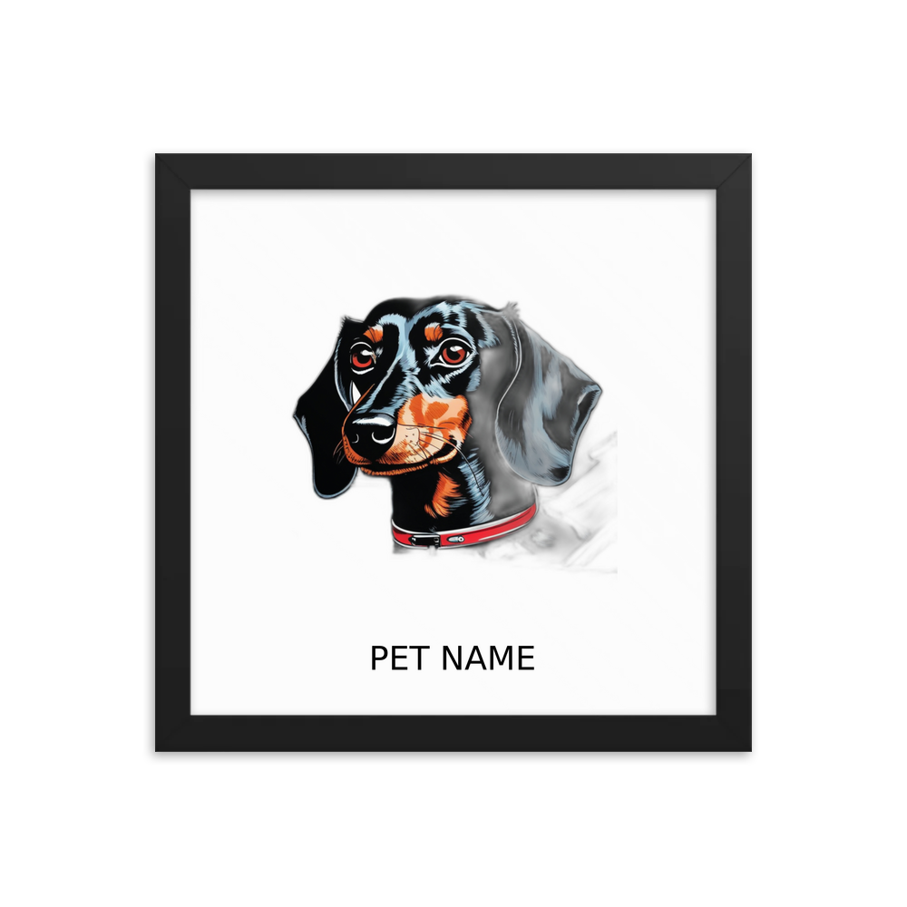 PugMug Custom Black Dachshund Framed Print with Your Pet’s Name