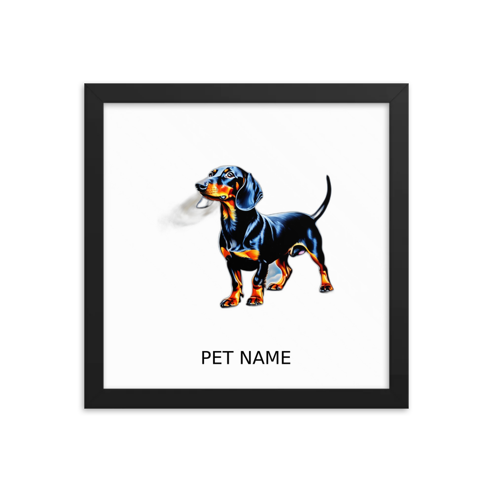 PugMug Custom Black Dachshund Framed Print with Your Pet’s Name
