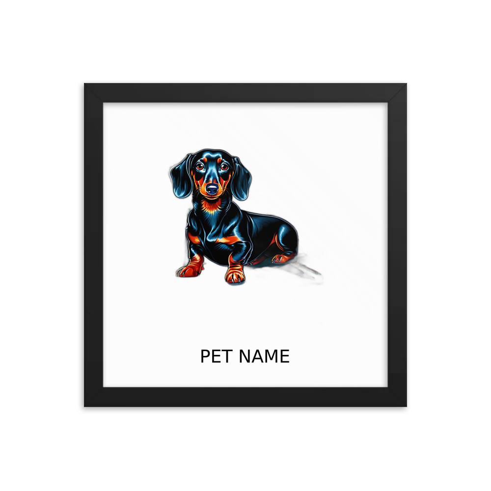 PugMug Custom Black Dachshund Framed Print with Your Pet’s Name