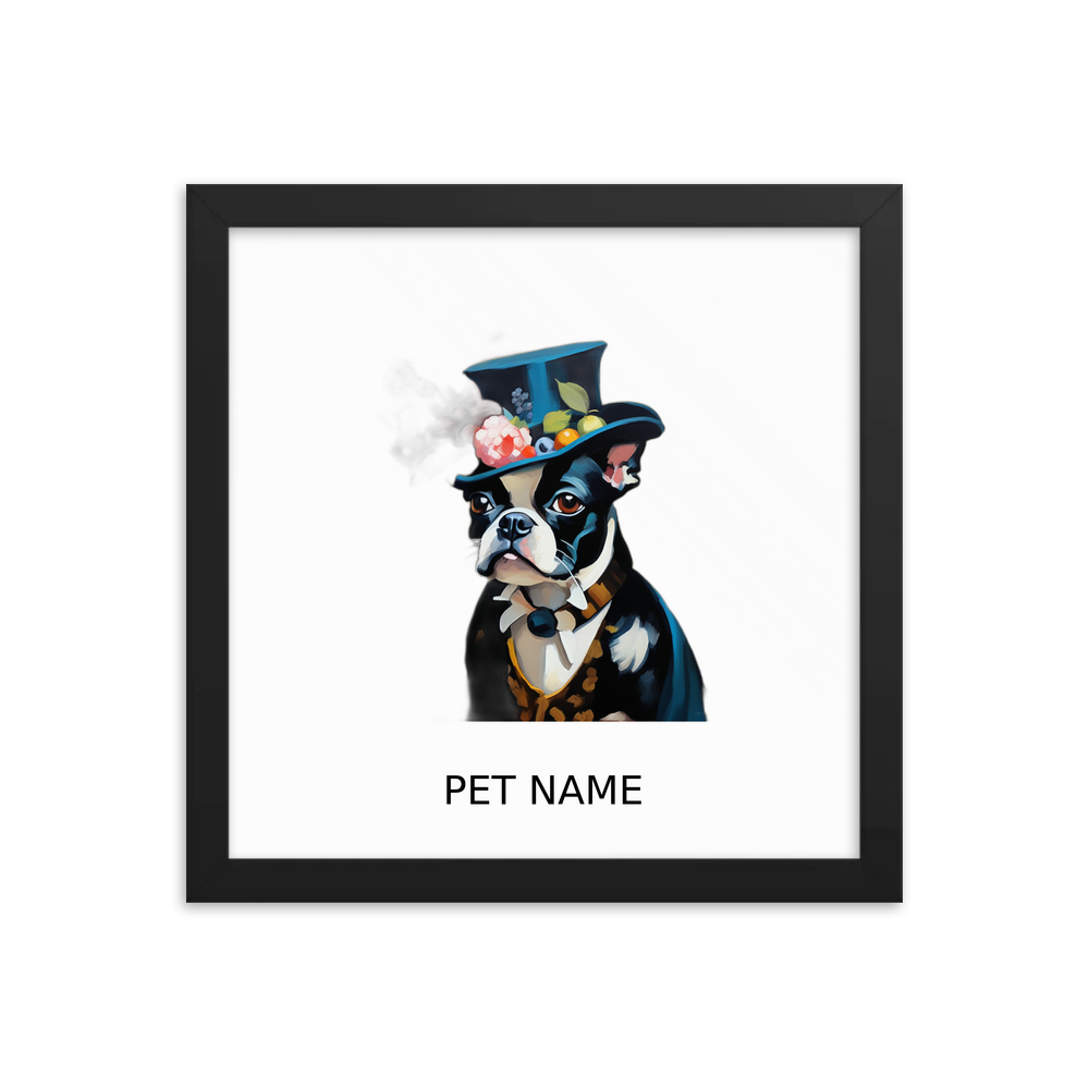 PugMug Custom Boston Terrier Framed Print with Your Pet’s Name