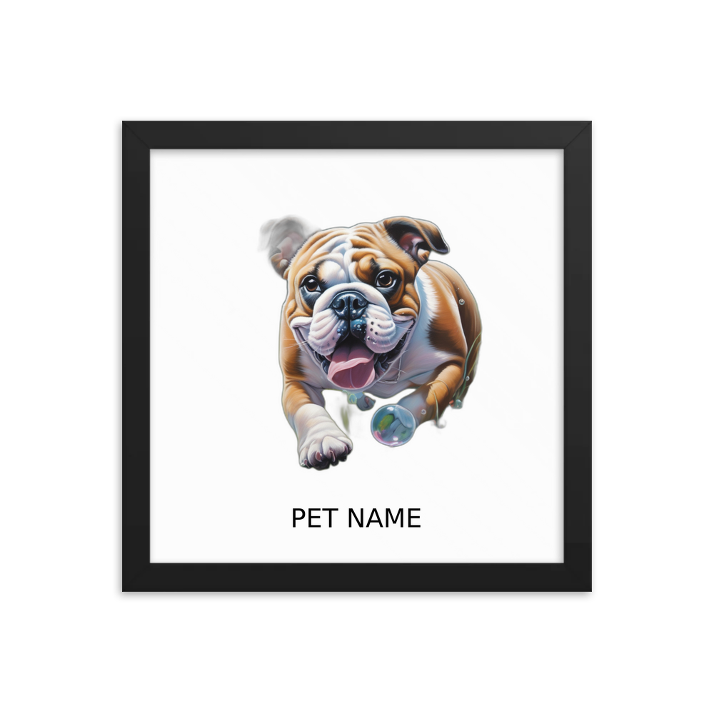 PugMug Custom Bulldog Framed Print with Your Pet’s Name