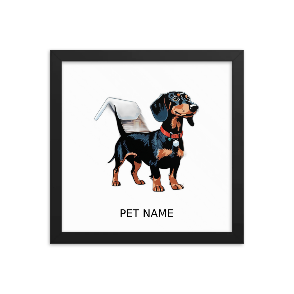 PugMug Custom Black Dachshund Framed Print with Your Pet’s Name