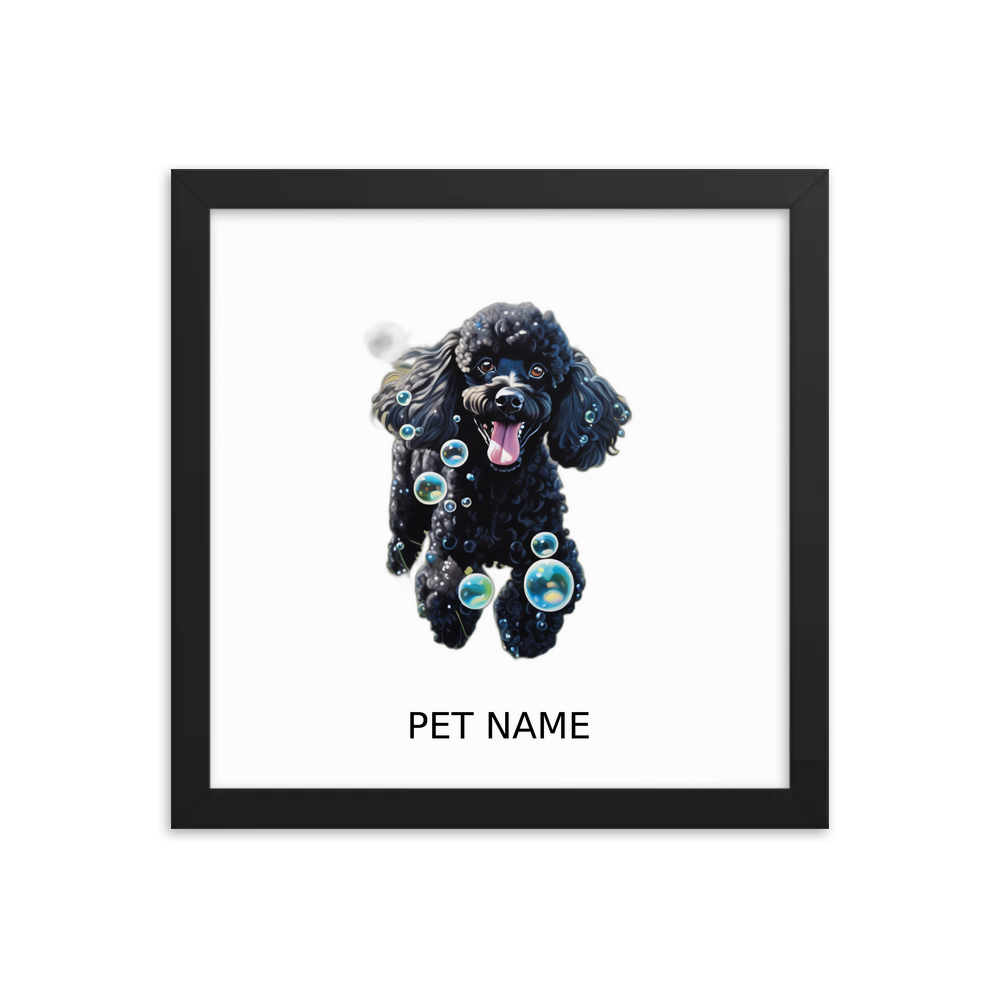 PugMug Custom Black Poodle Framed Print with Your Pet’s Name