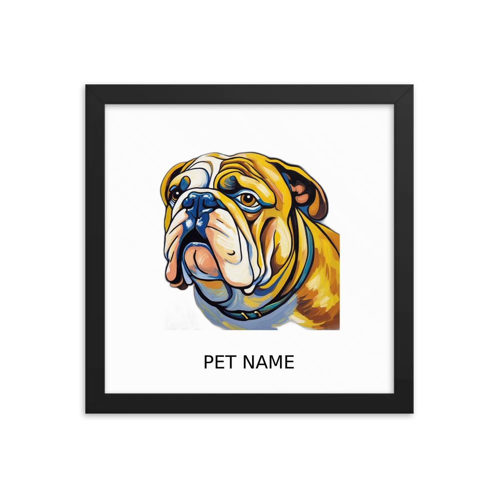 PugMug Custom Bulldog Framed Print with Your Pet’s Name