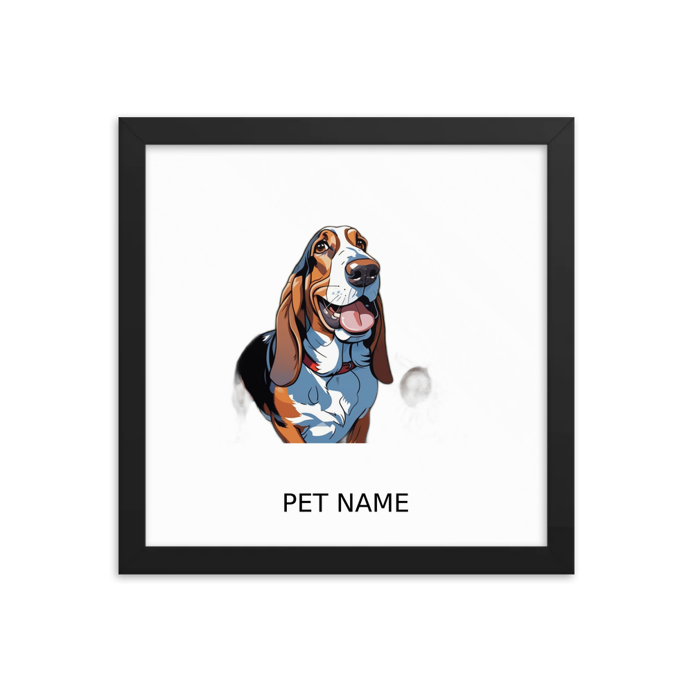 PugMug Custom Basset Hound Framed Print with Your Pet’s Name