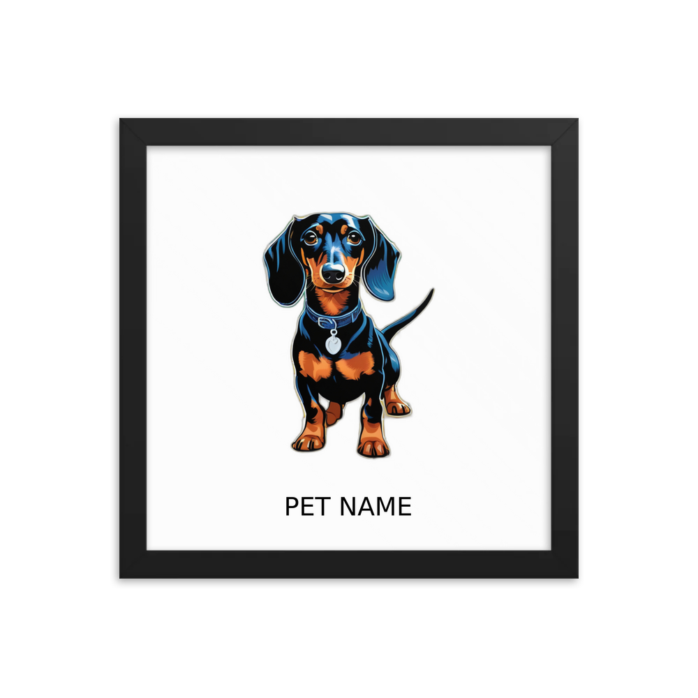PugMug Custom Black Dachshund Framed Print with Your Pet’s Name