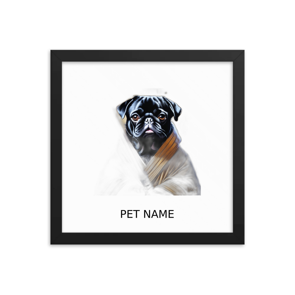 PugMug Custom Black Pug Framed Print with Your Pet’s Name