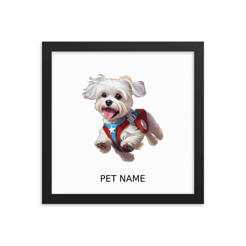 PugMug Custom Maltese Dog Framed Print with Your Pet’s Name