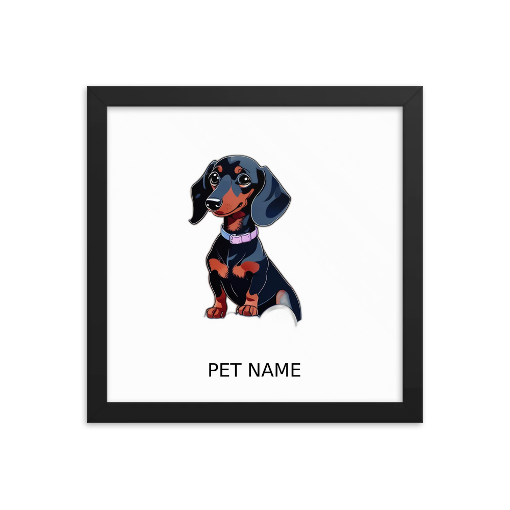 PugMug Custom Black Dachshund Framed Print with Your Pet’s Name
