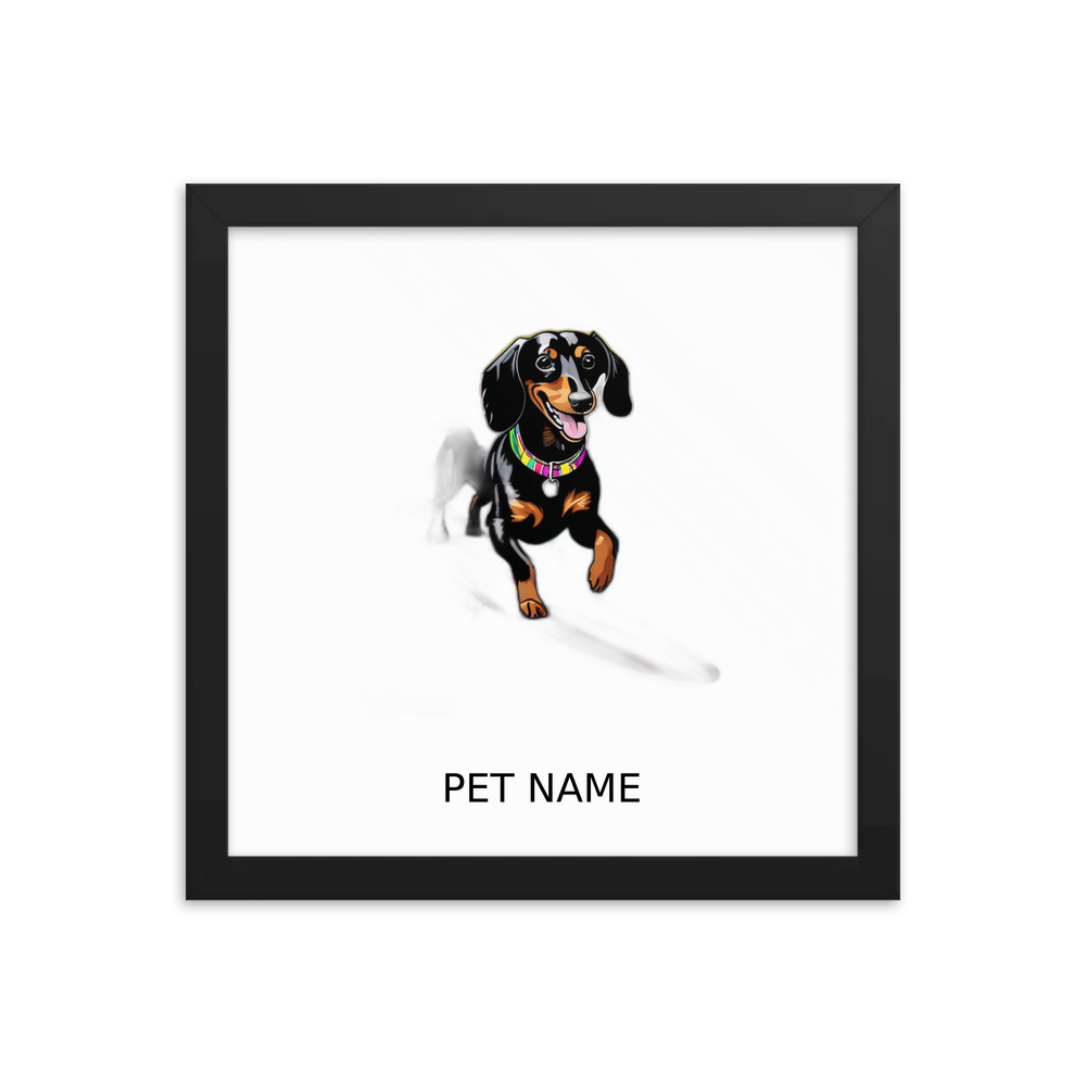 PugMug Custom Black Dachshund Framed Print with Your Pet’s Name